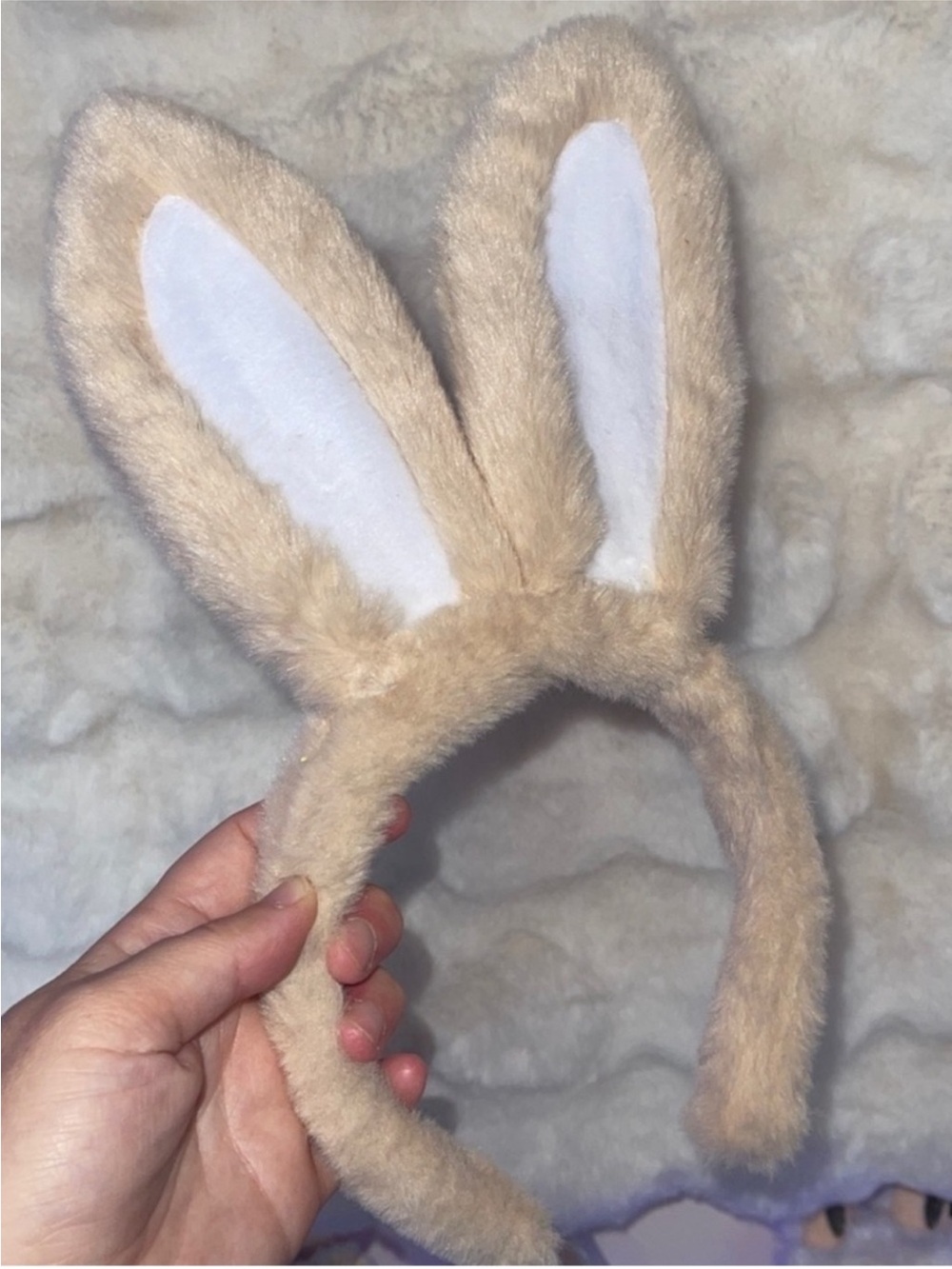 Fuzzy Bunny Ear Headband for Kids - Beige